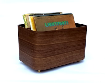 Record holder - Walnut veneer with solid brass feet - 16" long x 10" tall x 10" wide