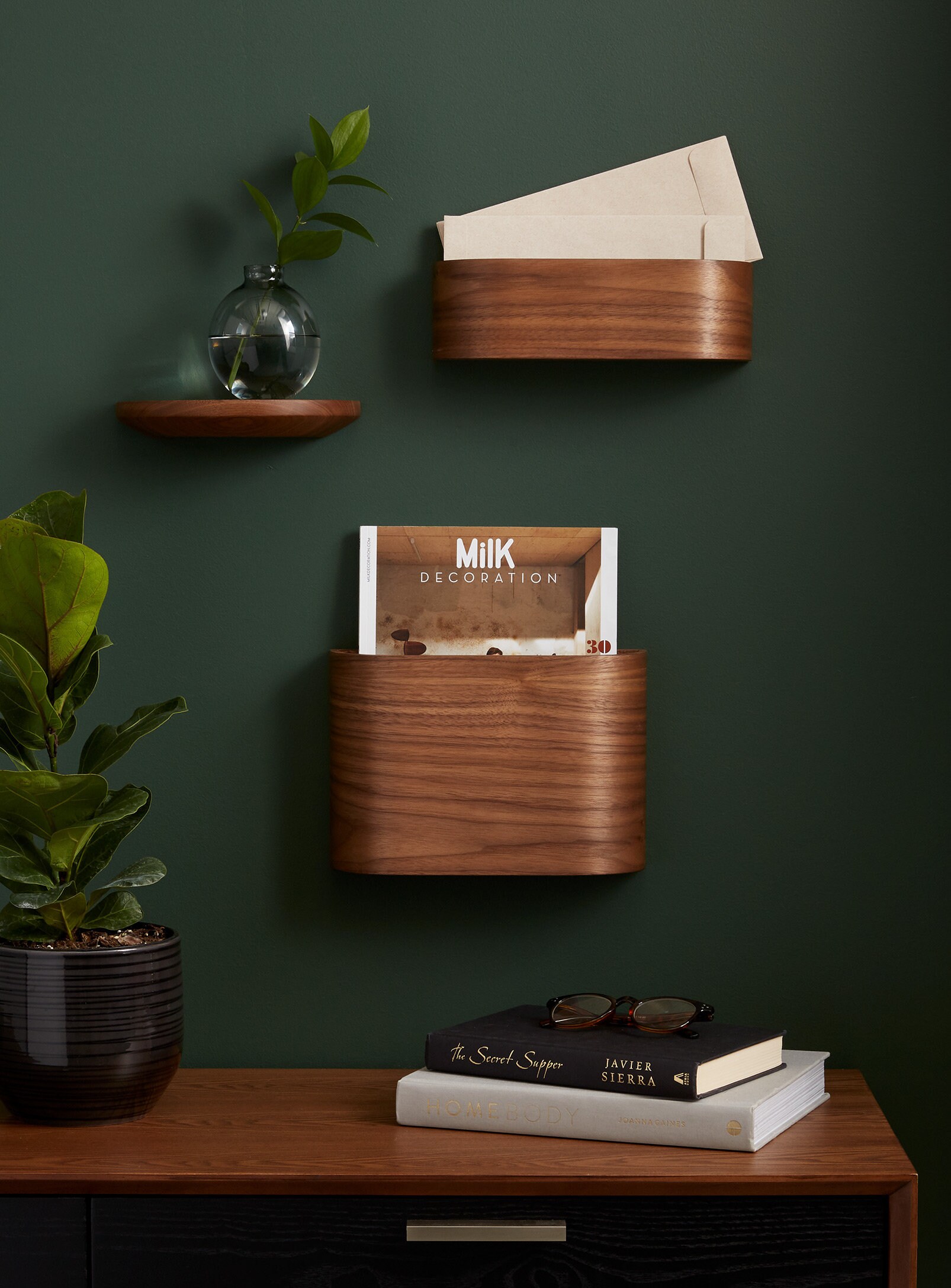 Wooden wall mounted magazine rack sale