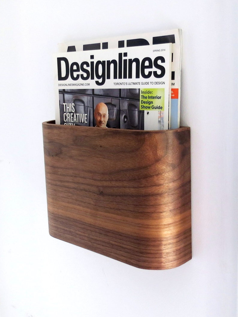 Magazine Rack Wall hung wooden magazine holder image 2