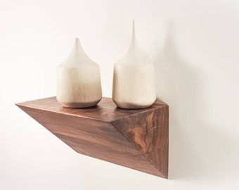 Triangle Shelf - solid walnut floating shelf