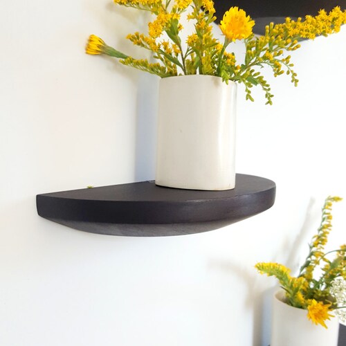 Half Round Solid Wood Shelf Ebonzied Walnut Etsy