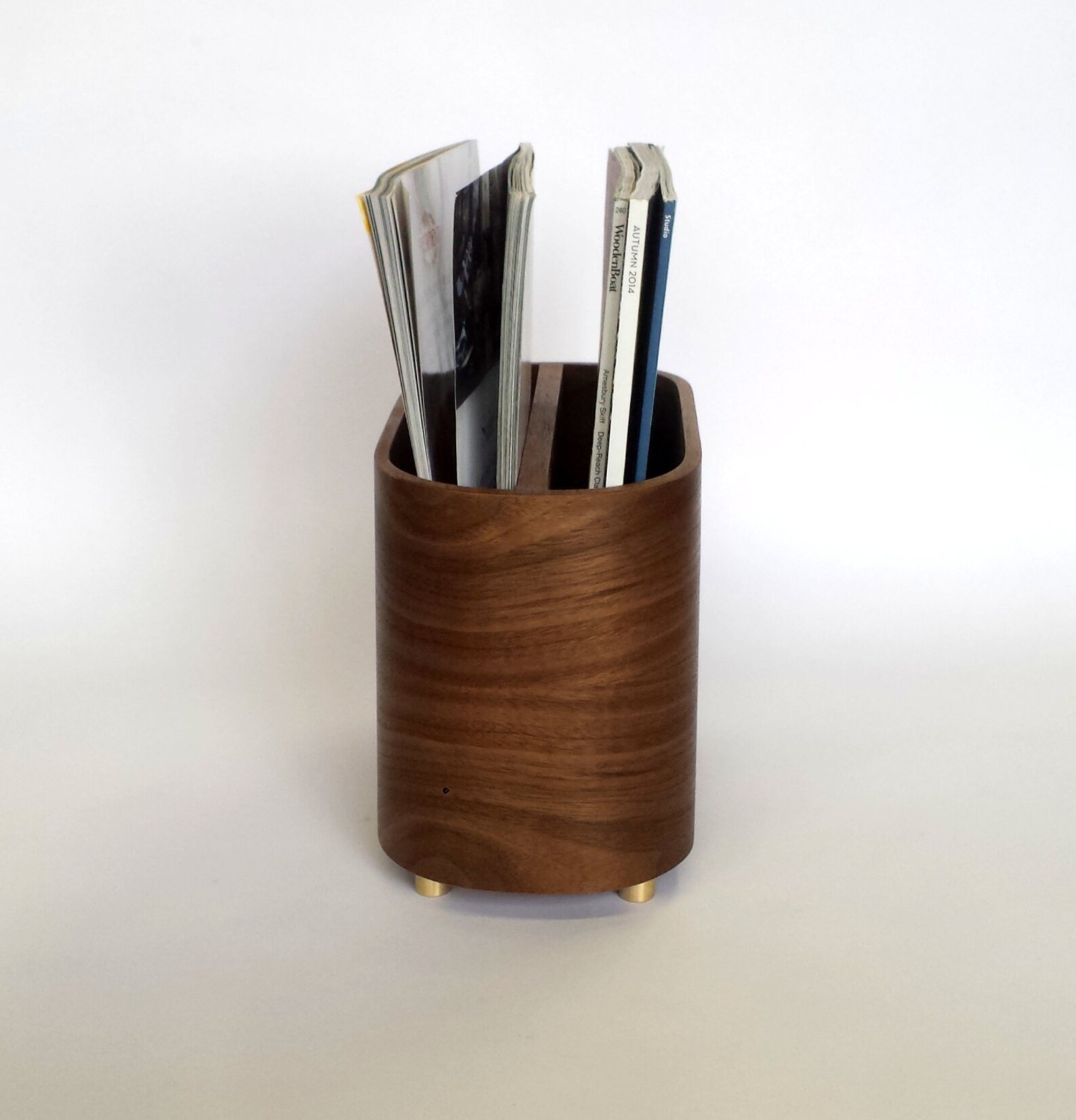 Magazine Rack Walnut With Solid Brass | Etsy Canada