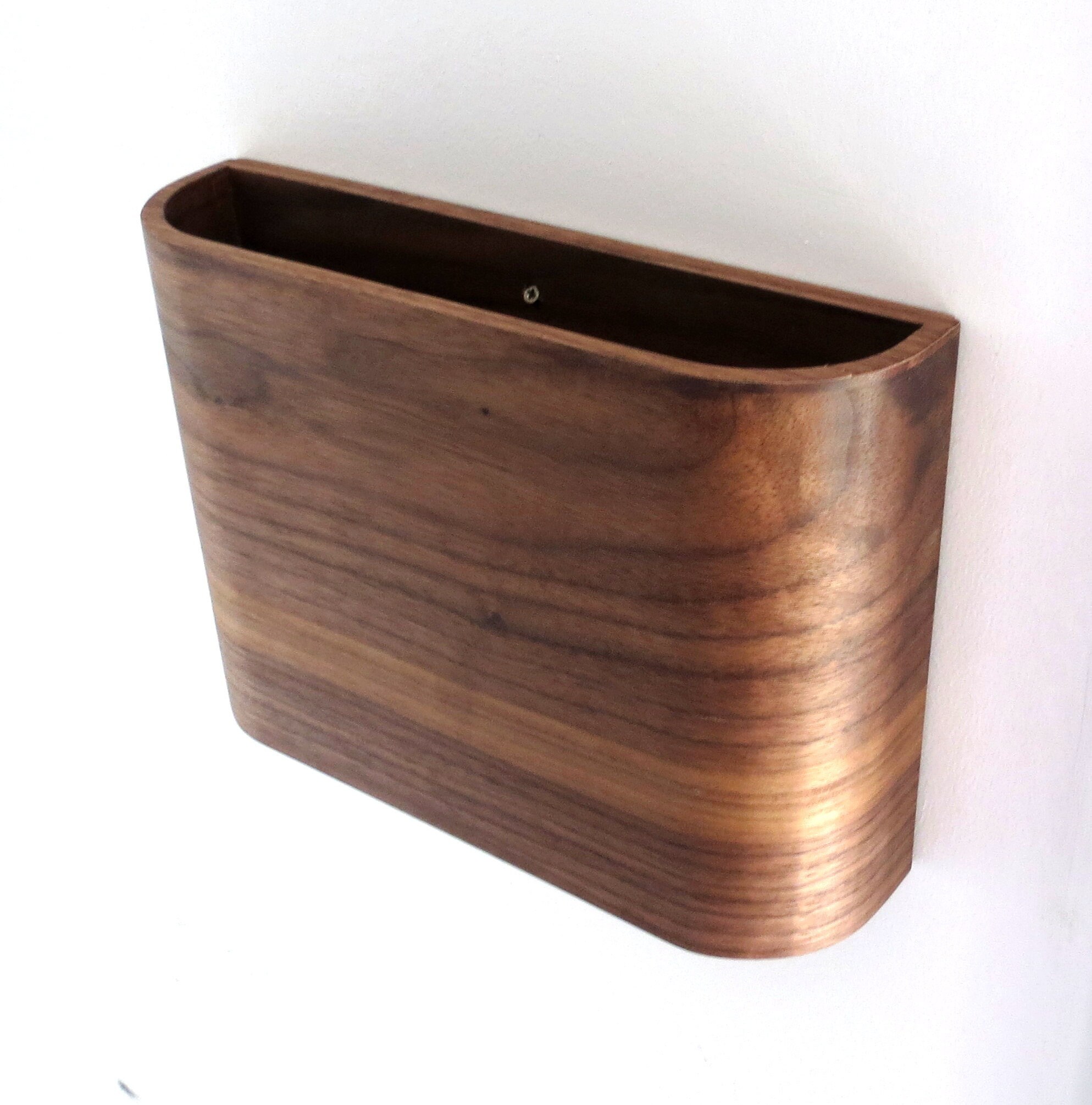 Set of 2 Magazine Racks - Walnut Veneer - Wall Hung - 10