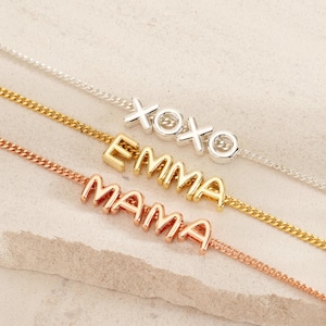 Bubble Name Necklace,Bubble Letter Necklace,Personalized Name Necklace,Balloon Letter Necklace,Name Necklace,Christmas Gift For Mom,For Kid