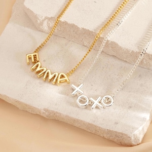 Collar con letra 3D personalizado, collar con nombre de burbuja personalizado, dije inicial de globo 3D, joyería con letra, regalo de aniversario, regalo para ella