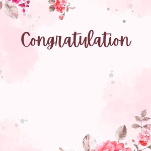 Pink Watercolor Congratulation Card, Digital File