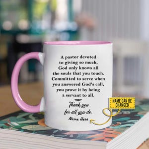 Pastor Appreciation Mug – Thank You for All You Do, Personalized Ministry Gift, Custom Name Christian Church Leader Coffee Cup