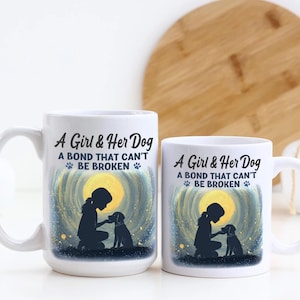 A Girl and Her Dog Mug – Personalized Dog Lover Coffee Cup – Custom Name Gift – Best Friend Bond – Cute Pet Owner Mug – Dishwasher Safe