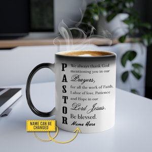 Pastor Prayer Mug Personalized - Be Blessed in the Lord Jesus - Christian Minister Gift Coffee Cup - Faith Hope Love Mug for Preachers