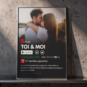 Affiche personnalisée style Netflix – Poster de film avec votre photo – Cadeau Couple, Anniversaire de rencontre, Noël, Anniversaire