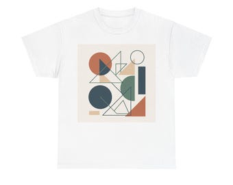 T-shirt med geometrisk design, modern konsttröja, unisex kraftig bomull