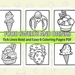 Instant Download Printables – Food, Drinks & Sweets Coloring Pages 6 pdf +1