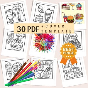 Instant download Printables, Food Drinks and Sweets Coloring Pages