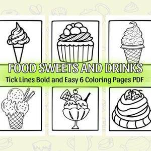 Instant Download Printables – Food, Drinks & Sweets Coloring Pages, Desserts and Cupcakes Digital Art