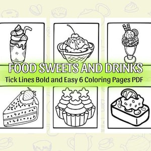 Instant Download Printables – Food, Drinks & Sweets Coloring Pages