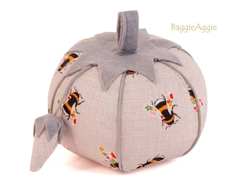 Large BEE Pincushion. Tomato Pin Cushion. Affordable Sewing Gift for Birthday or Mothers Day.