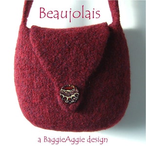 Bag Knitting Pattern PDF for Instant Download. Knit & Felt Shoulder Bag Pattern. Beaujolais.