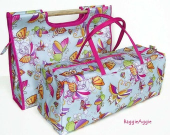 BUTTERFLY Knitting Bags. Easy Clean Cross Stitch Storage Cases. Gift for Knitter, Crocheter or Needleworker.