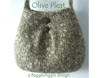 Felted Shoulder Bag Knitting Pattern PDF for Instant Download. No Sew Knit + Felt Bag / Purse Pattern. Knitted in the round.