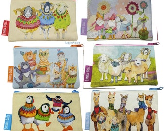 Zipped Coin Purse. Cotton Canvas Business Card Pouch. Cute Money Holder. Small Birthday Gift for Bird + Animal Lovers.