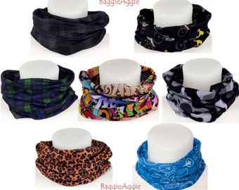 All Seasons Tube Scarf, Lightweight Neck Warmer, Breathable + Stretchable Face Cover, 50 x 25 cms.