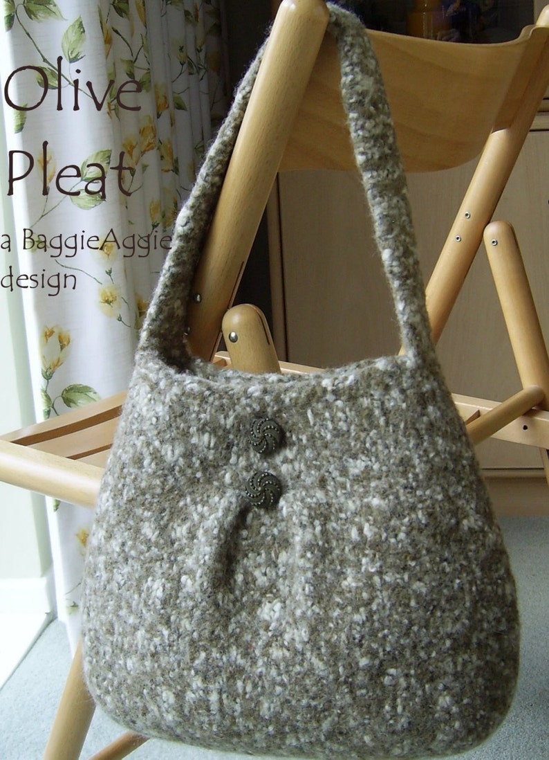 Felted Shoulder Bag Knitting Pattern PDF for Instant Download. No Sew Knit Felt Bag / Purse Pattern. Knitted in the round. image 2