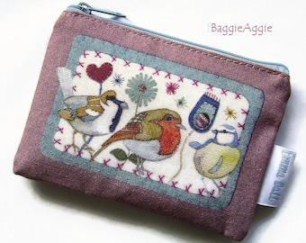 Business Cards Holder, Zipped Fabric Case, Coin Purse for Bird Lover. Affordable Birthday or Mothers Day Gift.