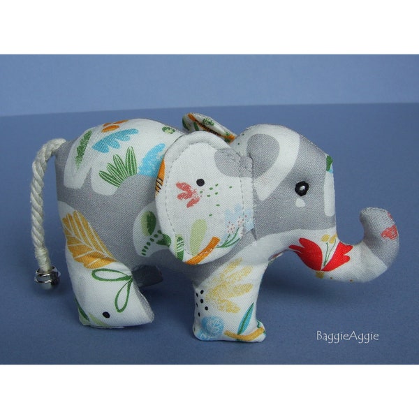 ELEPHANT Pin Cushion in 100% Grey + Floral Cotton Fabric. Cute Animal Gift for Crafty Women.