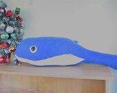 Bertie Blue Whale Ornamental Toy Blue Fleece Ornamental Whales Toy Blue Ornamental Feature Photographers' Prop Available in Other Colours