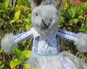 Grace Grey Plush Dressed Rabbit Traditional Toy Ornamental Toy Gift for Wife Decorative Toy Ornamental Decor Item Baby Shower Presentation