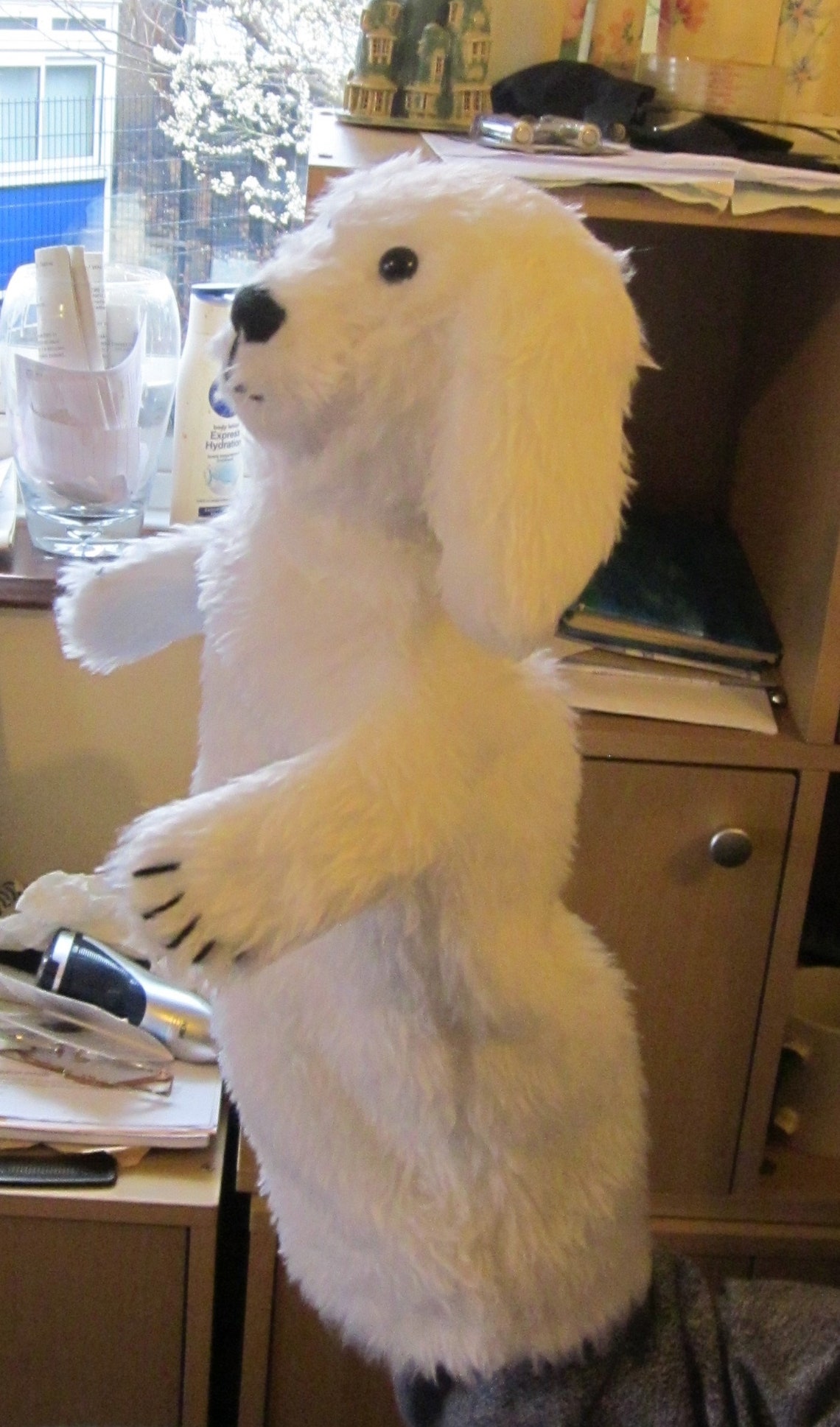 White Plush Lopeared Dog Arm Puppet Teddy Bear Dog Puppet Etsy Singapore