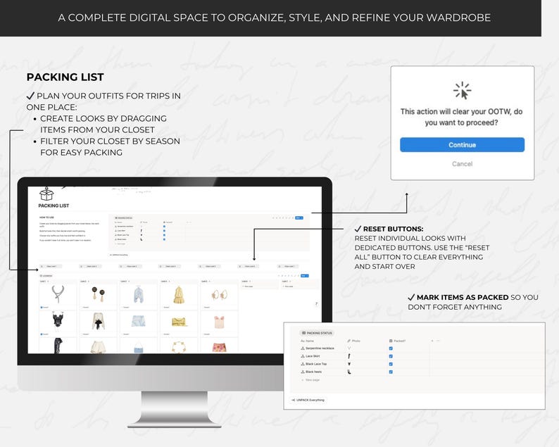 Notion Wardrobe Manager Template, Digital Closet Organizer & Outfit ...