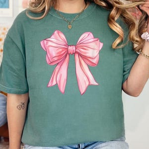 Comfort Colors Shirt, Pink Coquette Bow Shirt, Coquette Shirt, Pink Bow Shirt, Coquette Aesthetic, Coquette Ribbon, Women&#39;s T-Shirt