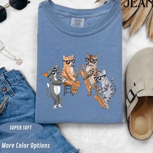 Katten spelen saxofoon, jazz saxofoon muzikant T-shirt, muziekliefhebber T-shirt, kattenmoeder cadeau, grappig dieren shirt, jazz muzikant T-shirt, kattenliefhebber cadeau