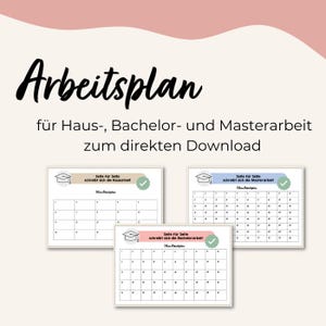 Arbeitsplan für Haus-, Bachelor- und Masterarbeiten | Zum sofortigen Download | Verschiedene Versionen | für A4 und A5 geeignet