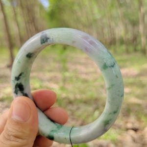 Burmese Jade Bangle Bracelet: Handmade Multicolor Jadeite, Inner Peace & Prosperity