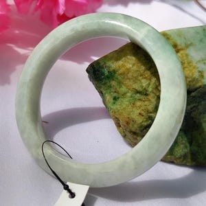 58mm Burmese Jadeite Jade Bracelet: Grade A Milk Green Bangle