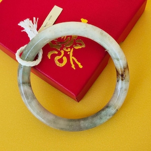 58.2MM Authentic Grade A Burmese Jadeite Jade Bracelet – Translucent Apple Green Hues | Natural & Untreated | Symbol of Good Fortune