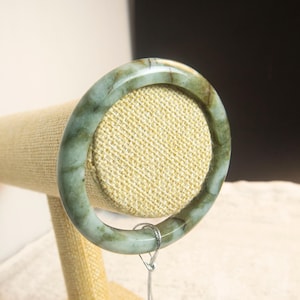 58.88mm Marbled Apple and Forest Green Burmese Grade A Jadeite Bangle with Golden Honeycomb Accents Untreated Icy Jade Bracelet.