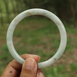 58.3MM Authentic Burmese Grade A Jadeite Jade Bracelet – Translucent Apple Green & Milky White | Symbol of Prosperity and Harmony