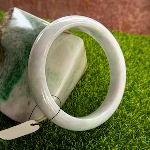 63MM Genuine Grade A Burmese Jade Bracelet with Green and Purple Marble Patterns and Luxurious Design Genuine Jadeite Bangle Pendant