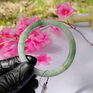 Burmese Jade Bracelet: Grade A Translucent Green Jadeite, 55mm