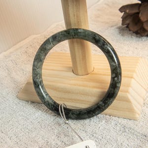 58MM Natural Grade A Burmese Jade Bracelet – Marble Pattern, Apple Green and Milky White | Light Green Jade Bracelet, Beautiful Green Shades