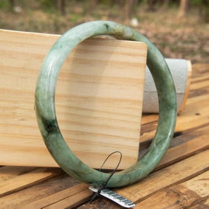 Rare77MM Natural Grade A Burmese Jade Jadeite Bracelet Handmade - Ice Green and Apple Green | Luxurious Clear Jade Bangle for Women and Men