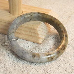 58.5 mm Genuine Grade A Jade Bracelet Natural Gray with Golden Brown Hues Unique Jadeite Bangle from Myanmar One of a Kind Jewelry Piece