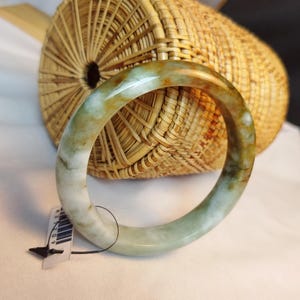 62mm Burmese Jadeite Bangle: Natural Grade A Jade, Spiritual Healing Jewelry