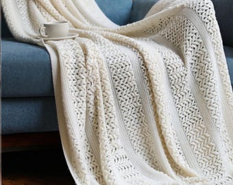 Nordic Knitted Cotton Throw Blanket with Tassels