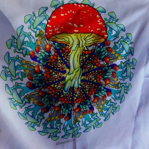 Bandana artystyczna - Grzyb psychodeliczny Bandana artystyczna - Żółw morski Ratujmy ocean lub gińmy - Obóz Pytania Oryginalna sztuka Freerolando