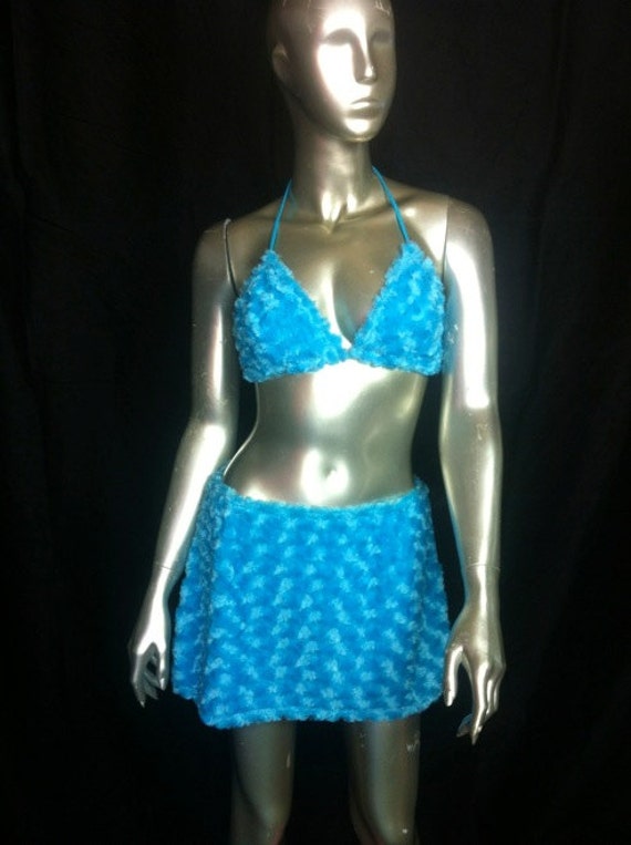 blue fur bra