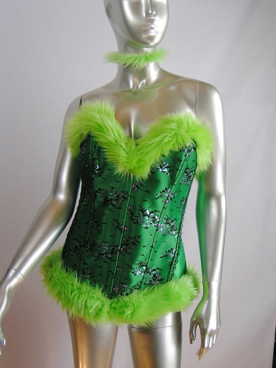 green bustier corset